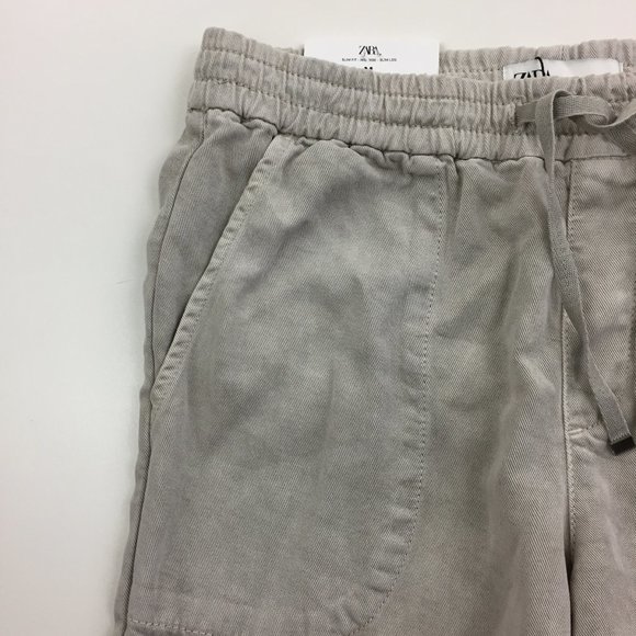 NWT ZARA Marshmallow Gray Slim Leg Drawstring Waist Mid-Rise The Jogger Pants - Picture 4 of 16